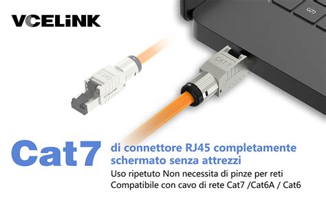 Vcelink Connettori Rj Senza Attrezzi Cat Plug Rj Schermato Per