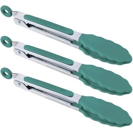 Kitchen Food Tongs - 7" Mini Silicone Serving Tongs - Set of 3 ...