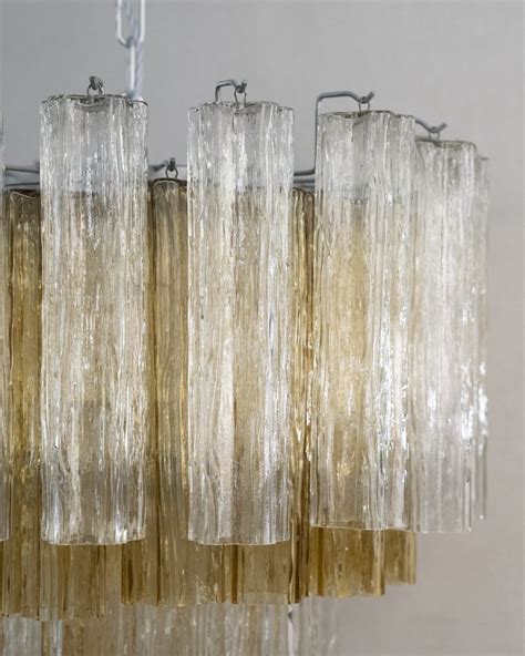 Vintage Italian Murano Tronchi Glass Chandeliers By Venini C S