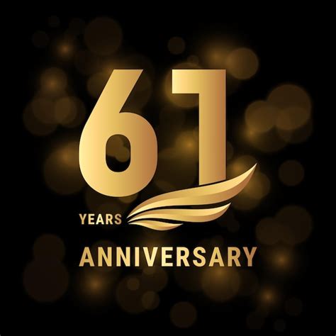 Logo Dell Anniversario Di 61 Anni Design Del Modello Con Colore Oro Per