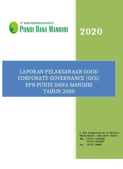 LAPORAN PELAKSANAAN GOOD CORPORATE GOVERNANCE GCG BPR PUNDI DANA