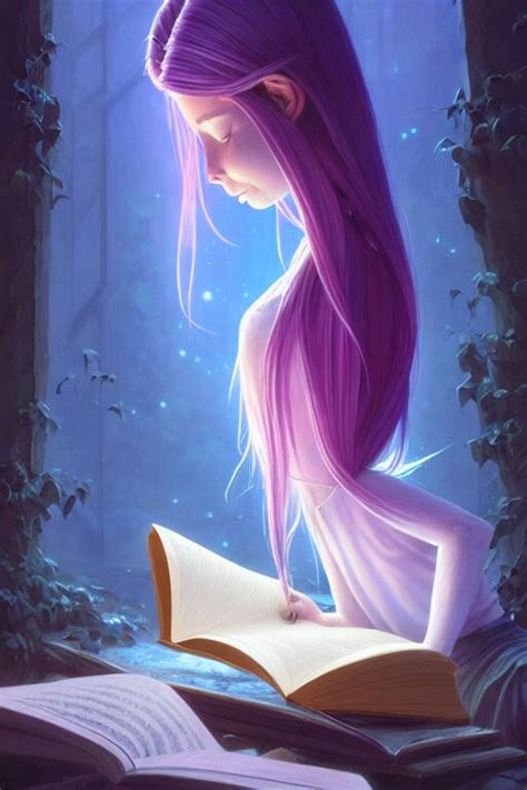 Highly Detailed Portrait Of Beautiful Girl Reading A Book Hair