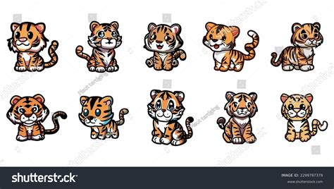 Tiger Vector Set Collection Graphic Clipart Stock Vector (Royalty Free ...