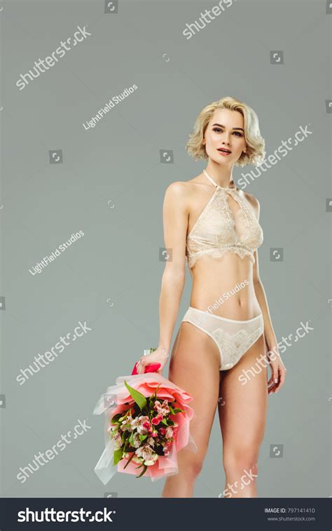 Beautiful Woman Lace Lingerie Bouquet Flowers Stock Photo Shutterstock
