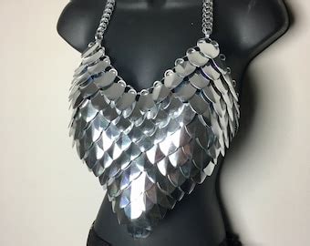 Silver Pointed Dragon Scale Bikini Top Etsy