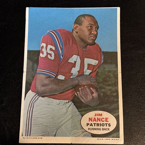 1968 Topps Football Poster Jim Nance 11 Patriots Running Back EBay