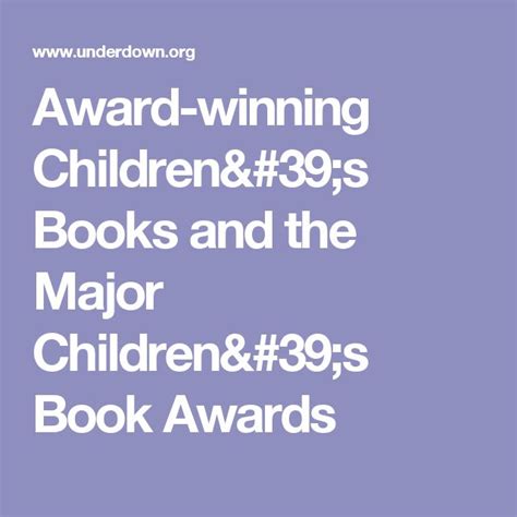 Award-winning Children's Books and the Major Children's Book Awards | Children's book awards ...