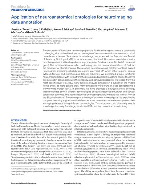 PDF Application Of Neuroanatomical Ontologies For Neuroimaging Data