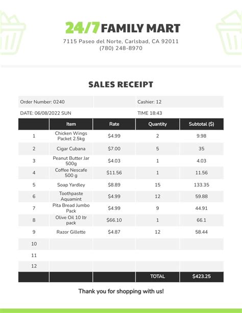 Grocery Shop Receipt Template Visme