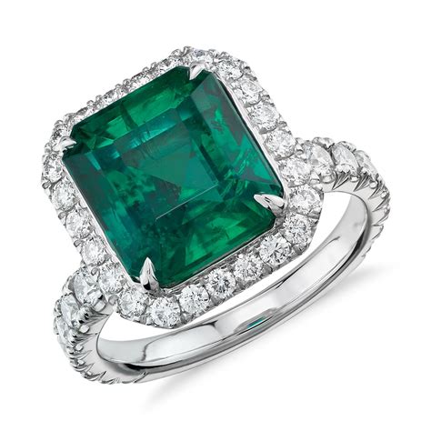 Emerald and Diamond Halo Ring in Platinum (4.72 ct. center) | Blue Nile