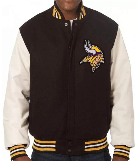minnesota vikings varsity white  black jacket thejacketpro
