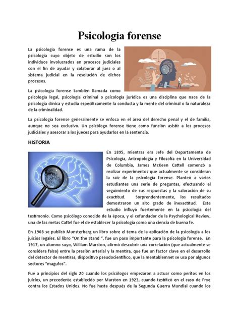 Qué Es La Psicología Forense Pdf Sicología Science