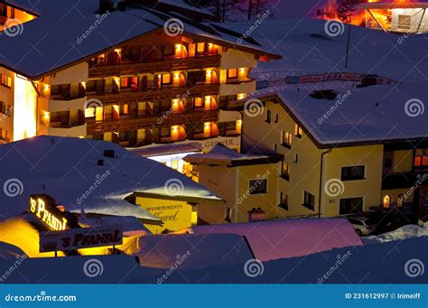 SOELDEN, AUSTRIA - JANUARY 17 2012: Soelden Ski Resort in Winter after ...