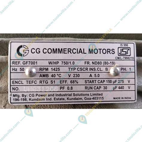 Cg Crompton Hp Single Phase Ac Motor Copper Winding Rpm