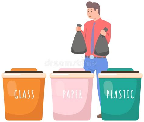 Envases Para El Vector De La Basura En Diseño Plano Ilustración del