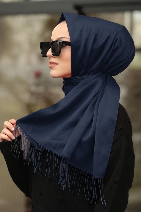 Navy Blue Satin Plain Hijab Um Anas Islamic Clothing Hijabs Abaya