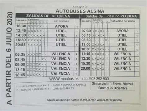 Nuevos Horarios Del Servicio De Autobús Entre Requena Y Val