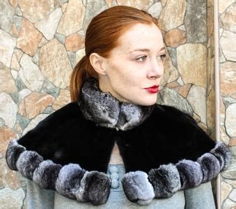 Black Sheared Mink Chinchilla Trim Caplet Marc Kaufman Furs