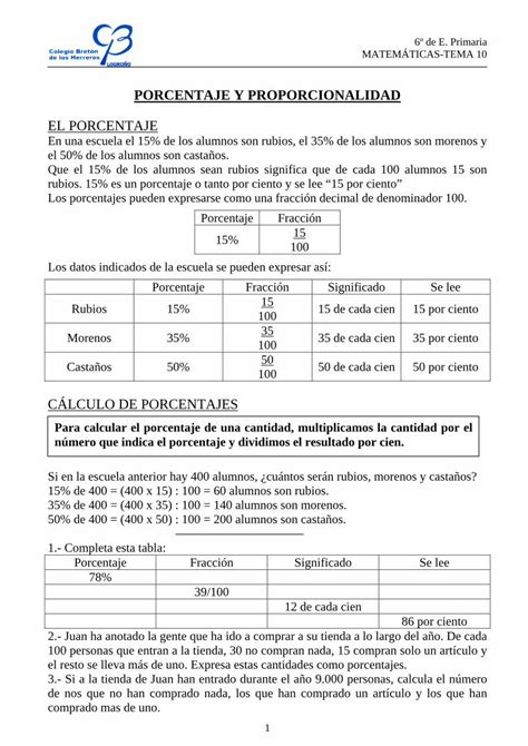 PDF PORCENTAJE Y PROPORCIONALIDAD Clarionweb Esclarionweb Es 6