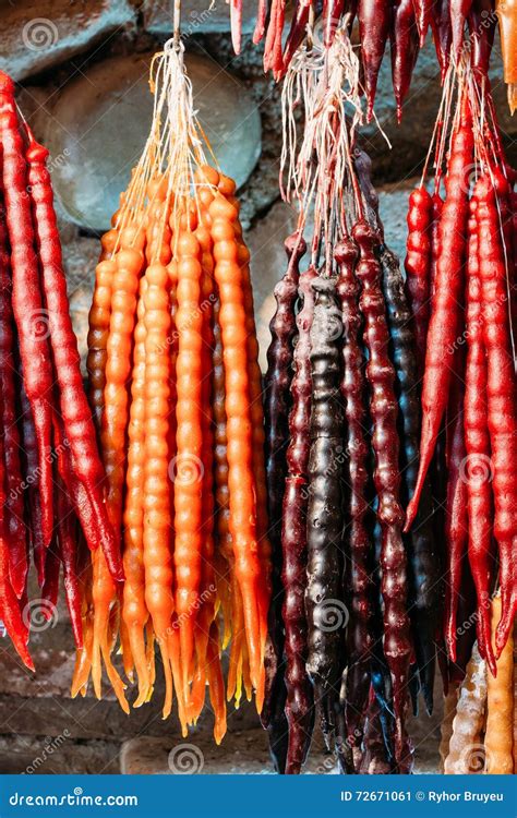 Churchkhela Is A Traditional Georgian Sausage Shaped Candy Stock Image