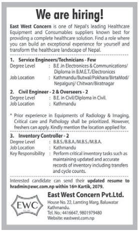 Civil Engineer Job Vacancy In Nepal East West Concern Nov