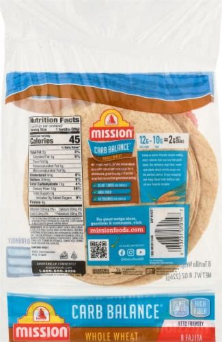 Mission Carb Balance Low Carb Whole Wheat Fajita Tortillas 8 Ct 8