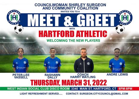 Meet & Greet with Hartford Athletic - Welcoming the new Players at the West Indian Social Club ...