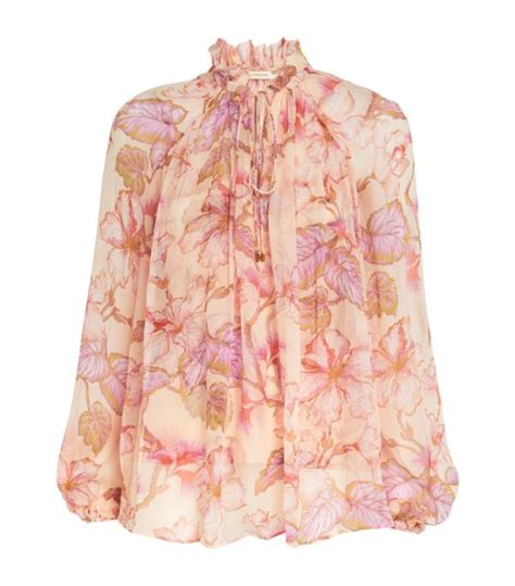 Womens ZIMMERMANN Pink Floral Blouse Harrods UK