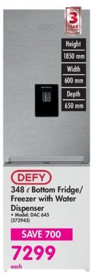 Defy L Bottom Fridge Freezer With Water Dispenser Offer At Makro