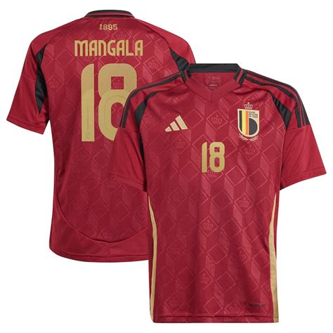 Orel Mangala 18 Belgium National Team 2024 Home YOUTH Jersey Burgund