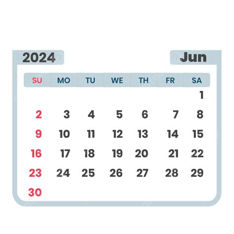 Calendario Creativo Diseño Junio 2024 Vector PNG dibujos Calendario