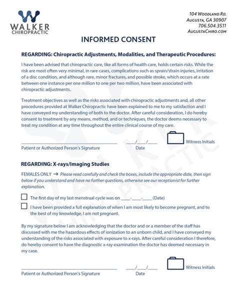 Chiropractic Informed Consent Form Template