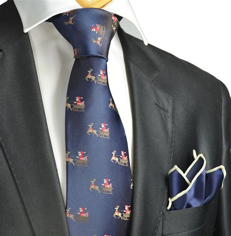 Navy Blue Reindeer Holiday Tie Set Paul Malone