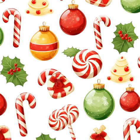 Christmas Seamless Pattern With Christmas Toys And Candies Winter