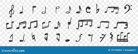 Colecci N De Conjunto De Doodle De Notas Musicales Dibujadas A Mano