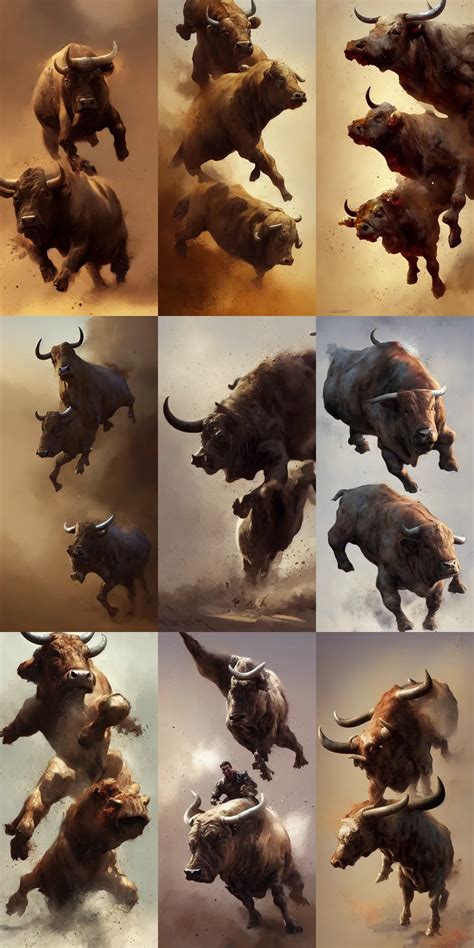 Portrait Of A Furious Realistic Adult Bull Thrashing Stable Diffusion