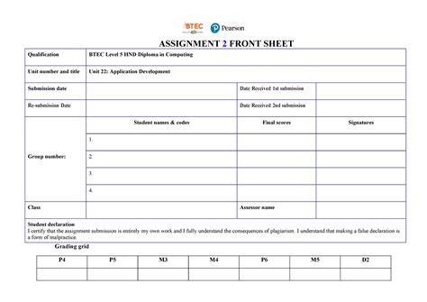 Assignment Frontsheet Group Assignment Front Sheet Qualification