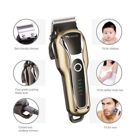 Coupe Cheveux Lectrique Rechargeable Surker Avec Peignes De Guide