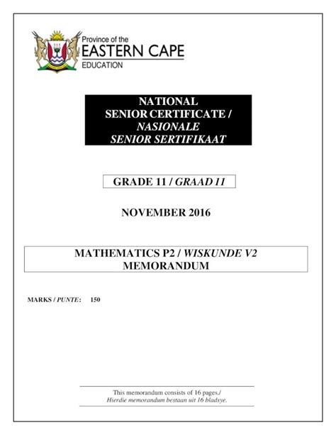 Pdf National Senior Certificate Nasionale Senior National