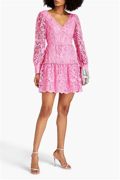 Marchesa Notte Tiered Guipure Lace Mini Dress The Outnet