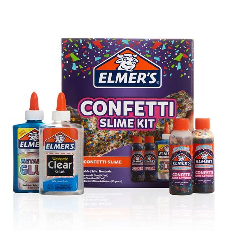 Elmer S Confetti Slime Kit Supplies Include Metallic Clear Glue