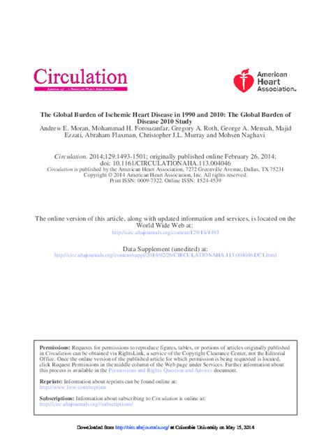 Pdf The Global Burden Of Ischemic Heart Disease In 1990 And 2010 The