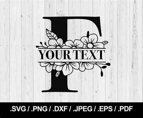 Flower Split Letter F Floral Letter Svg Png Jpeg Eps Ai Pdf And