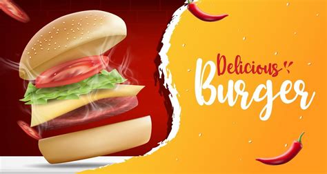 Burger Or Food Ads Banner Template Delicious Homemade Burger With Chili And Bbq Grill