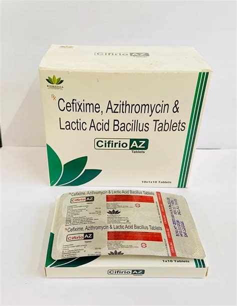 Cefixime Azithromycin Lactic Acid Bacillus Tablets At Rs 1100 Box