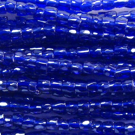 Czech Three Cut Seed Bead Transparent Cobalt Blue Luster Garden