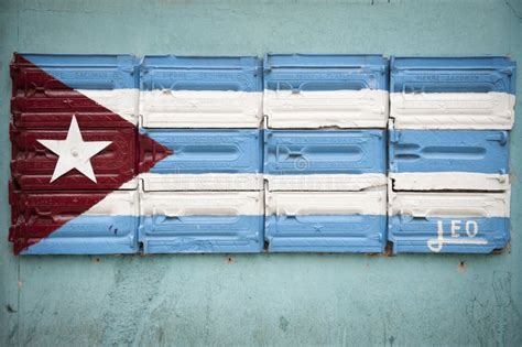 Bandera Cubana Pintada En La Pared Havana Cuba Del Hardware Imagen