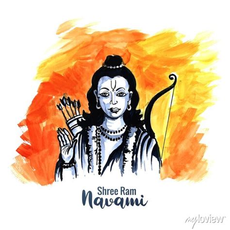 Shri Ram Navami Festival Bow And Arrows Watercolour Card Design