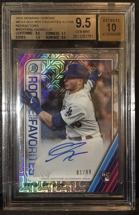 2020 Bowman Chrome Gavin Lux Mega Box Refractor AUTO 1 99 BGS 4 9 5s