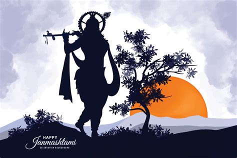 Beautiful Religious Krishna Janmashtami Card Background 48667400 Vector